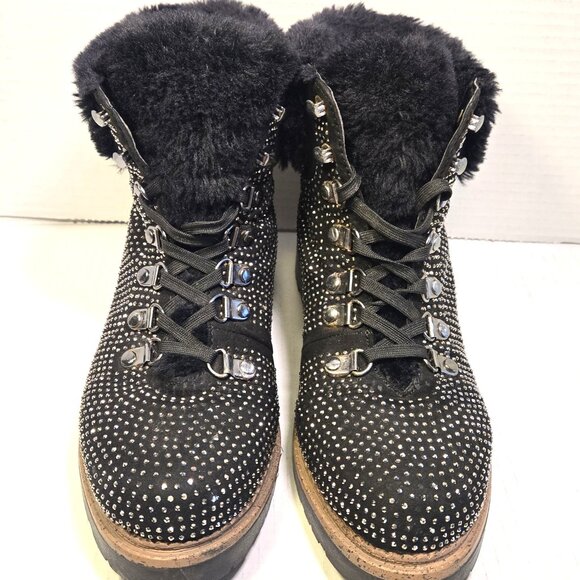 Toasty warm, sparkly, women's XTI lace up ankle boots size 37 - Picture 9 of 10